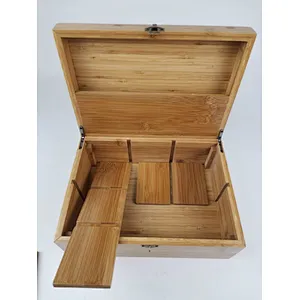 Best sell bamboo stash box weed accessories with grinder weed and smell proof glass jars