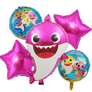 5pcs baby shark aluminum foil balloon sea animal theme birthday party decoration cartoon balloon set
