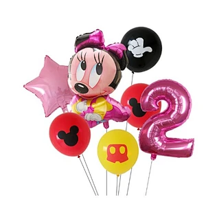 7pcs Cartoon Mickey Minnie Mouse Foil Balloons Set Globos For Baby Shower Kids Happy Birthday Party Decorations