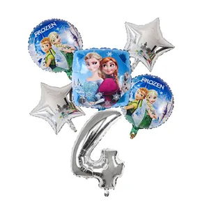 Disney Frozen Princess Elsa Helium Balloons Gradient Number Baby Shower Party Decoration Balloons Kids Birthday Air Globos