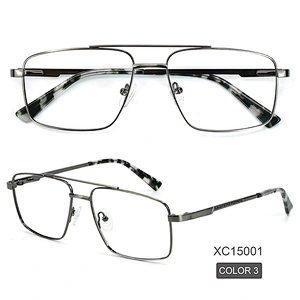 Black Retro metal optical frames double bridge men eyeglasses