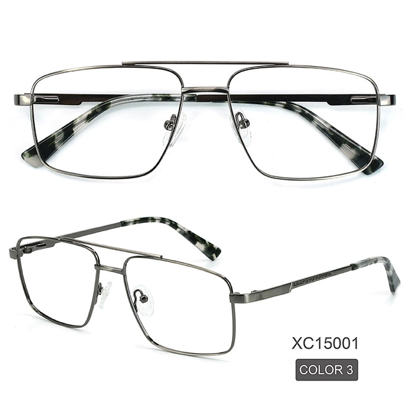 Black Retro metal optical frames double bridge men eyeglasses
