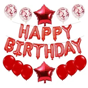 Happy Birthday Set With Foil Banner Balloon And Latex Ballon For Birthday Party Decorations