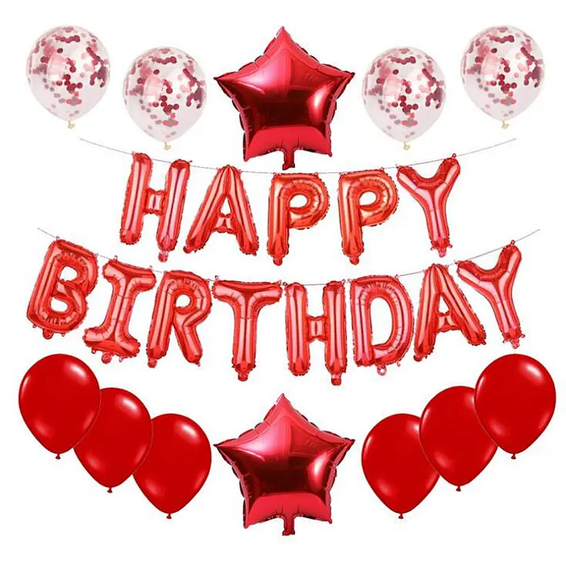 Happy Birthday Set With Foil Banner Balloon And Latex Ballon For Birthday Party Decorations