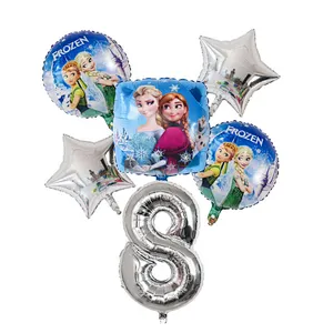 Disney Frozen Princess Elsa Helium Balloons Gradient Number Baby Shower Party Decoration Balloons Kids Birthday Air Globos