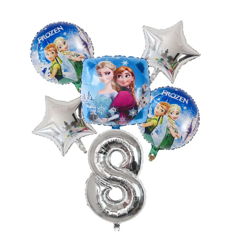 Disney Frozen Princess Elsa Helium Balloons Gradient Number Baby Shower Party Decoration Balloons Kids Birthday Air Globos