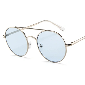 2021 High-End Exquisite Double Bridge Round Unisex Flat Top UV400 Sunglasses Sun Glasses