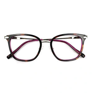 Innovative transparent acetate metal glasses frames square style eyeglassses frames optical blue light blocking glasses
