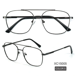Double bridge big frame eyeglasses men retro gold temple oversized optical glasses