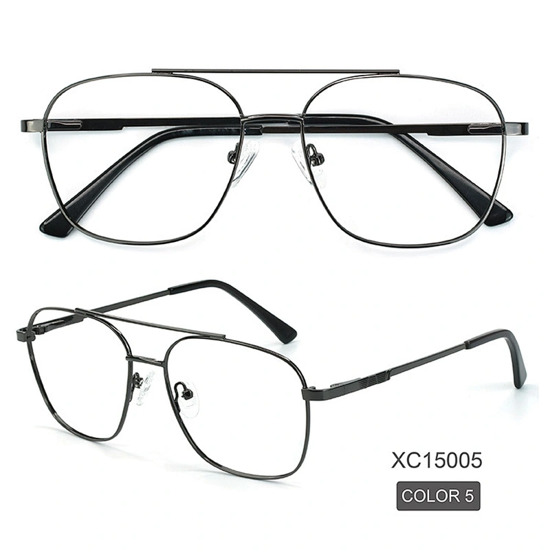 Double bridge big frame eyeglasses men retro gold temple oversized optical glasses