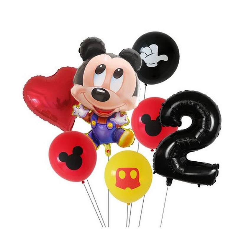 7pcs Cartoon Mickey Minnie Mouse Foil Balloons Set Globos For Baby Shower Kids Happy Birthday Party Decorations