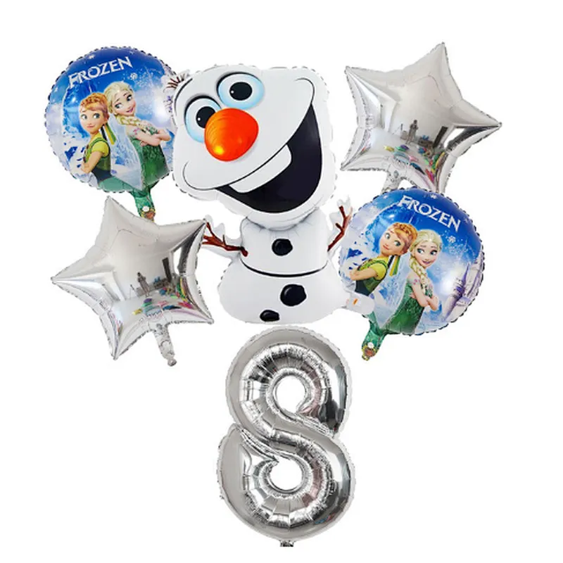 6Pcs Elsa Disney Frozen Princess Helium Balloons Number Baby Shower Girl Foil Globos Birthday Party Decorations Kids Toys Gift
