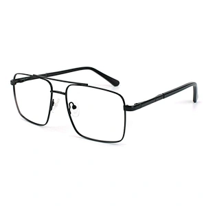 Squared double bridge eyeglasses frame metal optical frames oversized