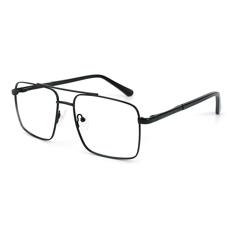 Squared double bridge eyeglasses frame metal optical frames oversized