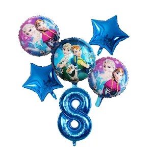 Disney Frozen Princess Elsa Helium Balloons Gradient Number Baby Shower Party Decoration Balloons Kids Birthday Air Globos