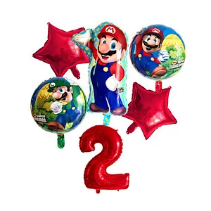 6pcs Super Mario Balloon Latex Mario Bros Balloons For 1 2 3 4 5 6 Birthday Party Decor Baby Shower Lugis Mario Ballons Kids Toy