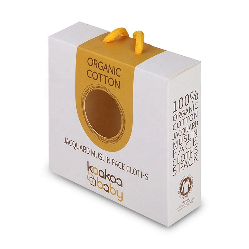 foldable transparent window box towel packaging design with handles