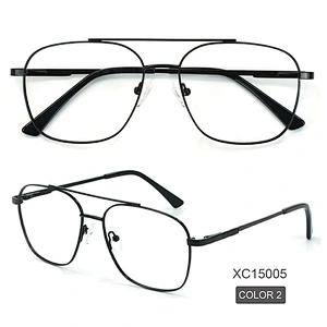 Double bridge big frame eyeglasses men retro gold temple oversized optical glasses