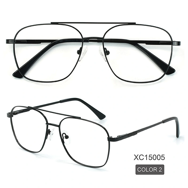 Double bridge big frame eyeglasses men retro gold temple oversized optical glasses