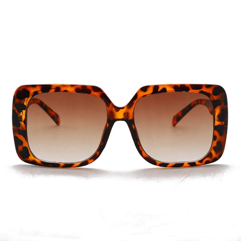Amazon Hot Eyewear 2021 Square Fashion Oversized Leopard Women Sunglasses