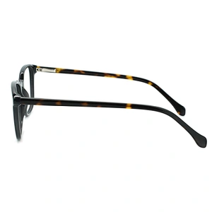 Classic black acetate optical frames with demi temple eyewear for men women