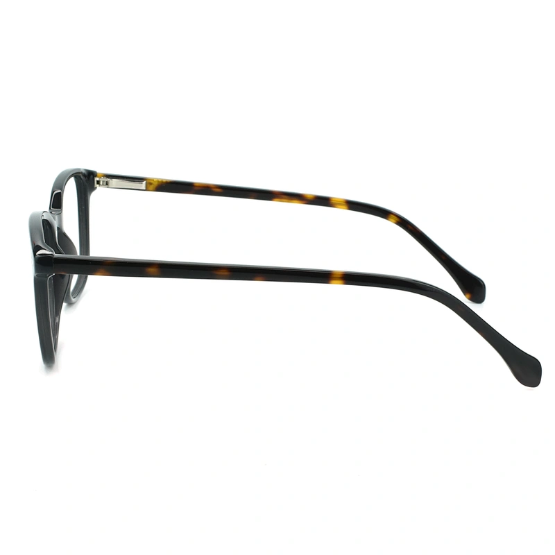 Classic black acetate optical frames with demi temple eyewear for men women