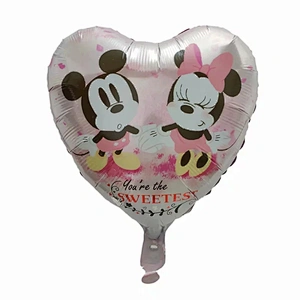 Mickey Minnie cartoon character balloon 18 inch heart   shape foil balloons for children's birthday party decorations