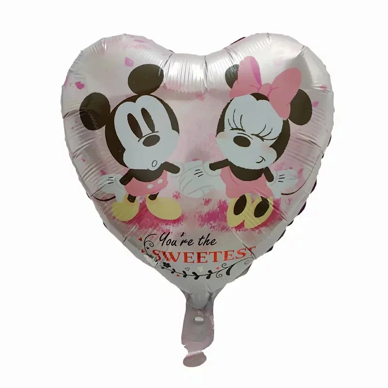 Mickey Minnie cartoon character balloon 18 inch heart   shape foil balloons for children's birthday party decorations
