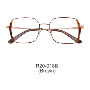 High quality new fashion metal optical frame polygon eyeglasses Woman luxury designer eyeglasses