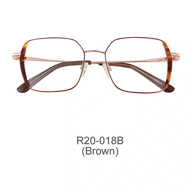 High quality new fashion metal optical frame polygon eyeglasses Woman luxury designer eyeglasses