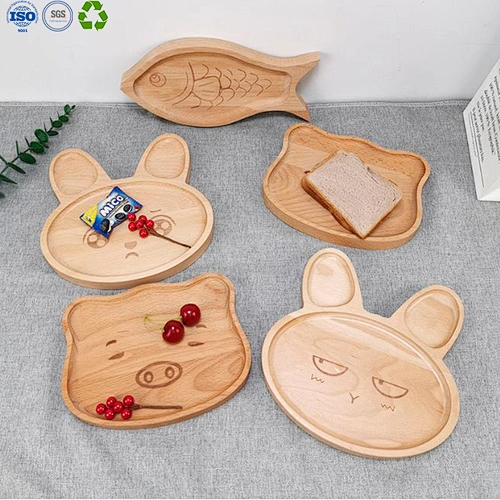 Wood cartoon cutlery plate