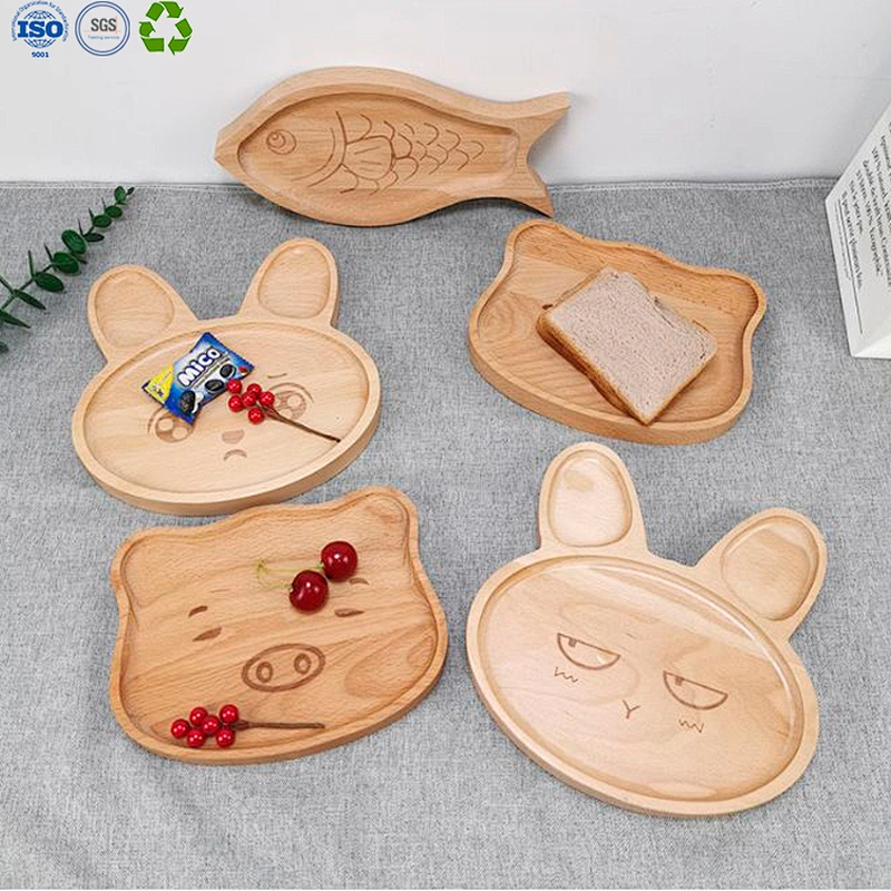 Wood cartoon cutlery plate