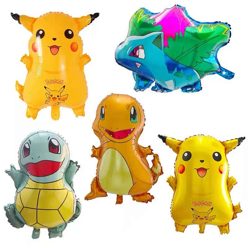 Cartoon Character Foil Balloons For Party Decorations Kids Toys Pikachu Myrtle Frog Seed Series Helium Foil Balloons