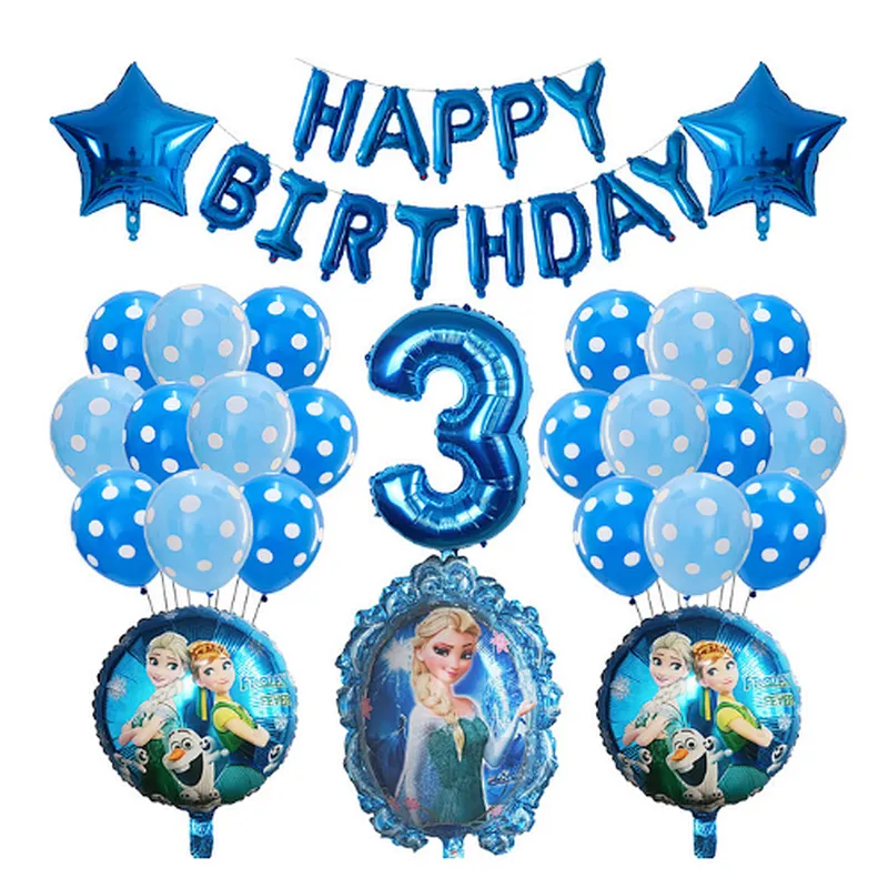 Frozen Party Latex Balloon Set Girl Kids 1 2 3 4 5 6 7 8 9 Birthday Party Decor Baby Shower Number Balloons Globos Supplies
