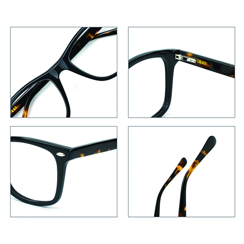 2021 Classic Fashion Unisex Black Square Acetate Clear Frames Optical Glasses Eyeglasses