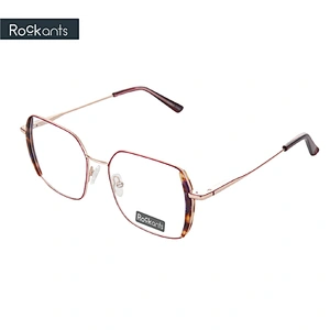 High quality new fashion metal optical frame polygon eyeglasses Woman luxury designer eyeglasses