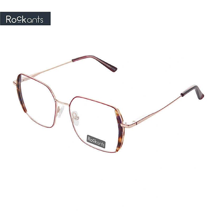 High quality new fashion metal optical frame polygon eyeglasses Woman luxury designer eyeglasses