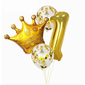 4pcs Gold Crown Confetti Balloons Globos 30 inch Number children birthday party Celebration Decoration Toy balloon