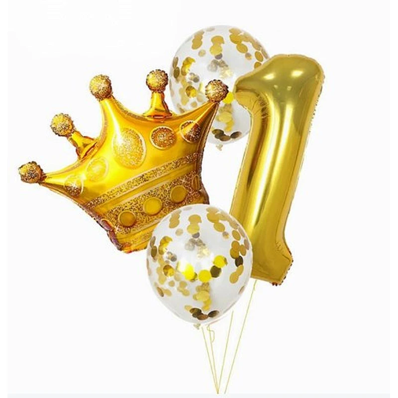 4pcs Gold Crown Confetti Balloons Globos 30 inch Number children birthday party Celebration Decoration Toy balloon