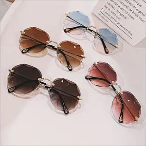 UV400 Oversized Shades Sun glasses Sunglasses Lady Female Women 2021 brand design trendy Rimless sunglasses