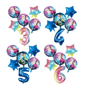 Disney Frozen Princess Elsa Helium Balloons Gradient Number Baby Shower Party Decoration Balloons Kids Birthday Air Globos