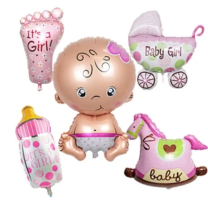 Amazon hot sale 5pcs/set milk bottle baby cartoon boy girl baby shower foil balloons birthday party decoration supplies wholesale