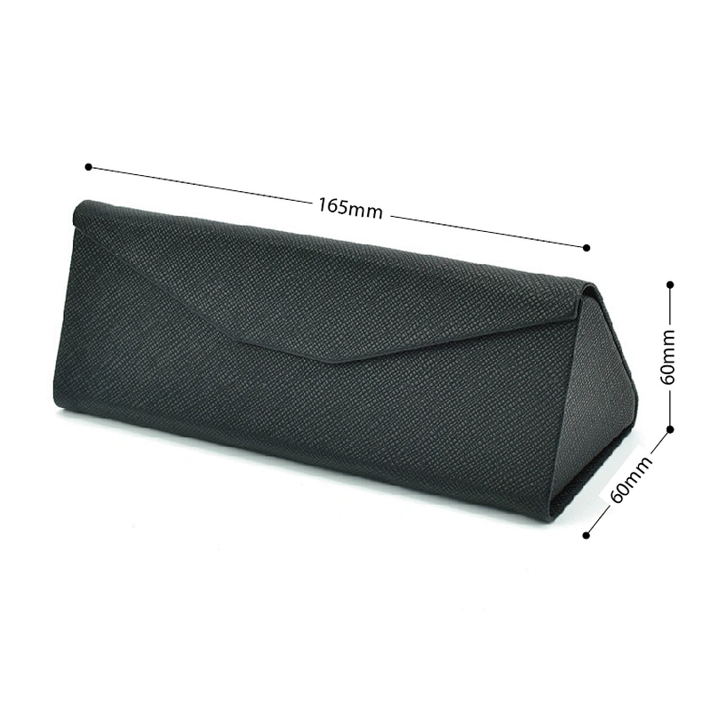 High quality Black Lay Flat Triangle Eyeglass Case Folding Glasses Case