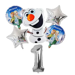 6Pcs Elsa Disney Frozen Princess Helium Balloons Number Baby Shower Girl Foil Globos Birthday Party Decorations Kids Toys Gift