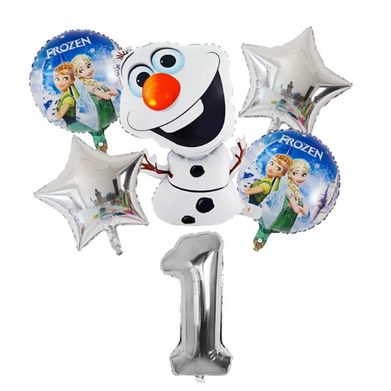 6Pcs Elsa Disney Frozen Princess Helium Balloons Number Baby Shower Girl Foil Globos Birthday Party Decorations Kids Toys Gift