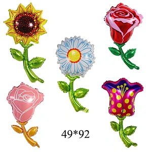 New Design 49*92 cm Rose Sunflower Shaped Foil Helium Balloons Birthday Party Decorations