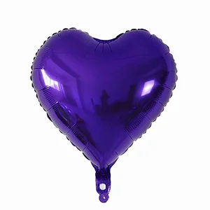 Multiple Color 18 inch Plain Pure Heart Shaped Foil Helium Balloons Birthday Party Decorations