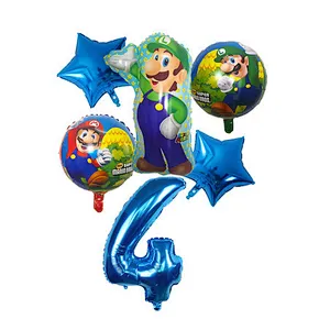 6pcs Super Mario Balloon Latex Mario Bros Balloons For 1 2 3 4 5 6 Birthday Party Decor Baby Shower Lugis Mario Ballons Kids Toy
