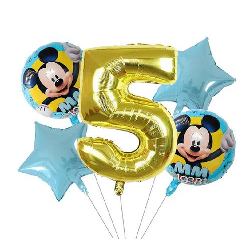 5pcs 18inch Mickey Minnie Foil Balloons Set Pink Gold 30inch Number Globos Baby Shower Kids Happy Birthday Party Decoration Toys