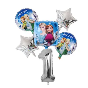 Disney Frozen Princess Elsa Helium Balloons Gradient Number Baby Shower Party Decoration Balloons Kids Birthday Air Globos